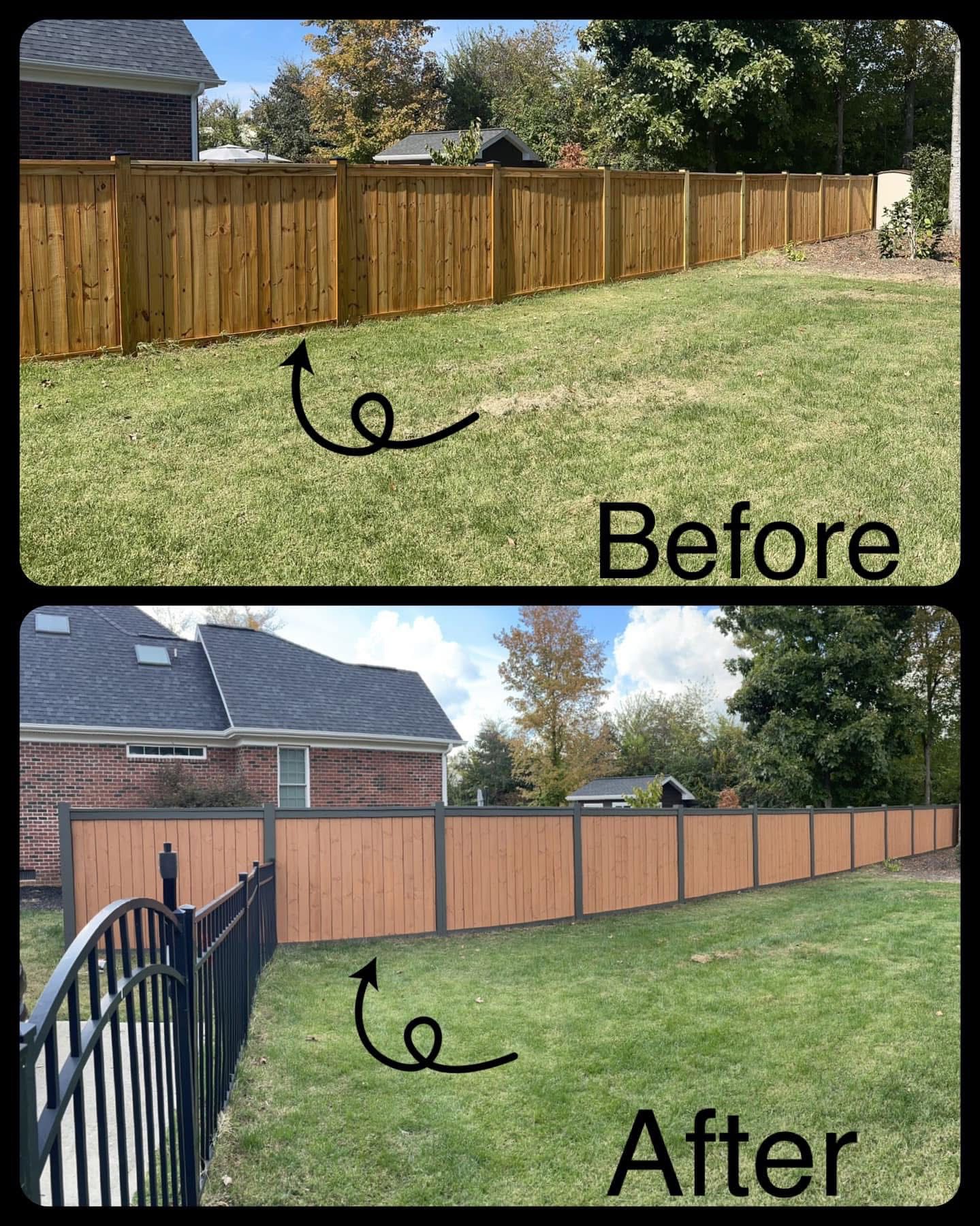 Fence staining before after